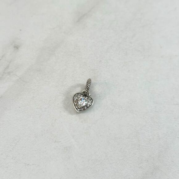 Brighton ABC Sparkle Heart Charm Silver Clear - Picture 1 of 4